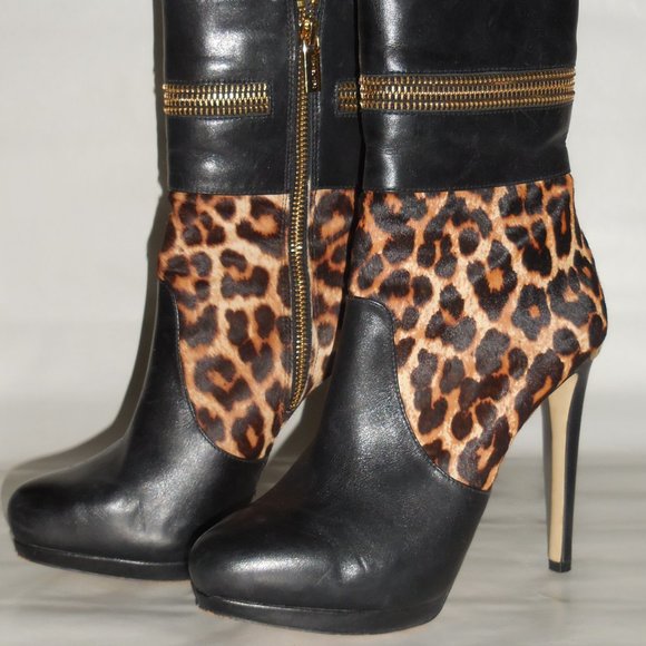 Michael Kors Black, Gold and Animal Print Bootie - Picture 7 of 15